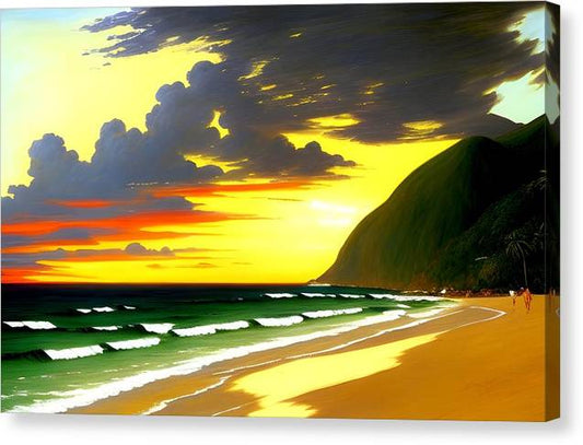 El Cuco Beach, Canvas Print, Oil on Canvas, Landscape Painting, Impressionistic Landscape, El Salvador Landscape, Wall Art, Wall Décor, Artwork, Art Piece