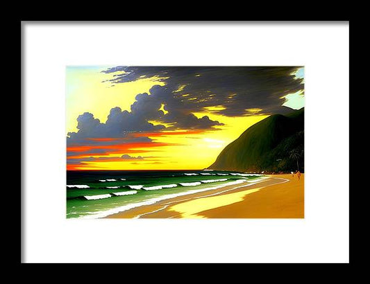 El Cuco Beach, Framed Print, Oil on Canvas, Landscape Painting, Impressionistic Landscape, El Salvador Landscape, Wall Art, Wall Décor, Artwork, Art Piece