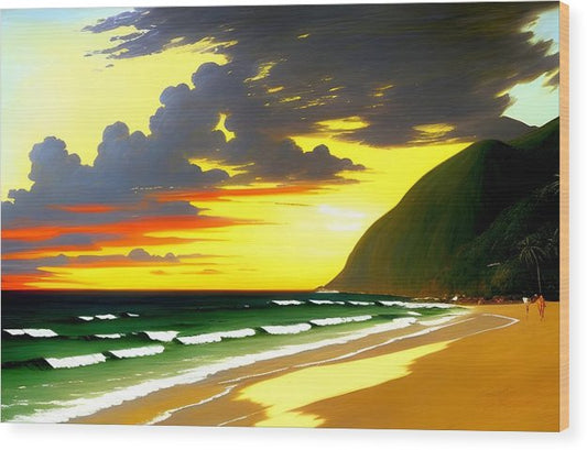 El Cuco Beach, Wood Print, Oil on Canvas, Landscape Painting, Impressionistic Landscape, El Salvador Landscape, Wall Art, Wall Décor, Artwork, Art Piece