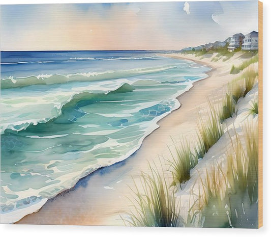 Gulf Shores, Wood Print, Watercolor, Impressionistic Landscape, Beach Artwork, Beach Landscape, Alabama Art, Beach Art, Wall Décor, Wall Art