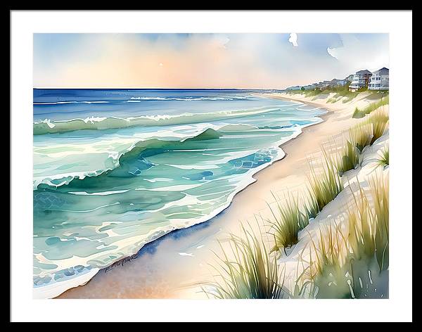 Gulf Shores, Framed Print, Watercolor, Impressionistic Landscape, Beach Artwork, Beach Landscape, Alabama Art, Beach Art, Wall Décor, Wall Art