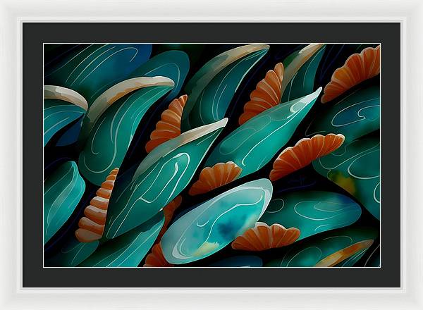 Life Below, Framed Print, Watercolor, Wall Décor, Wall Art, Artwork, Art Piece, Patterns, Marine Patterns, Shell Patterns, Marine Life Artwork