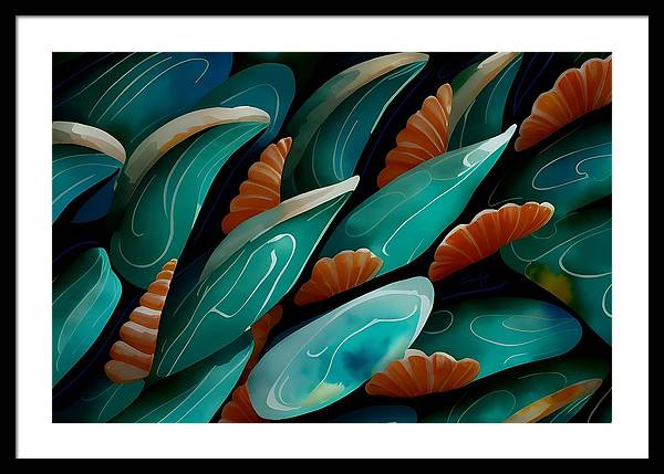 Life Below, Framed Print, Watercolor, Wall Décor, Wall Art, Artwork, Art Piece, Patterns, Marine Patterns, Shell Patterns, Marine Life Artwork