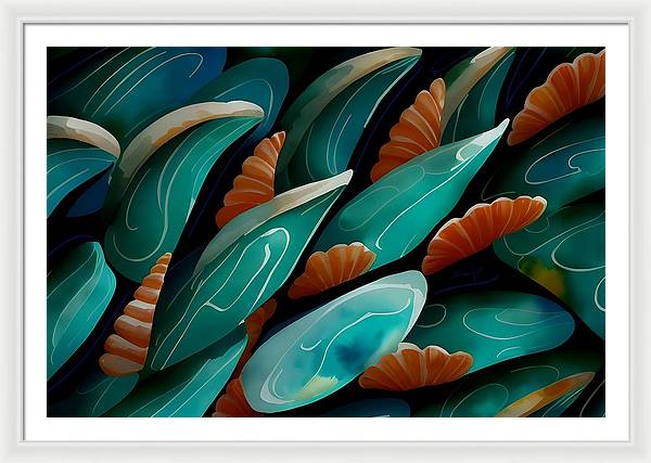 Life Below, Framed Print, Watercolor, Wall Décor, Wall Art, Artwork, Art Piece, Patterns, Marine Patterns, Shell Patterns, Marine Life Artwork