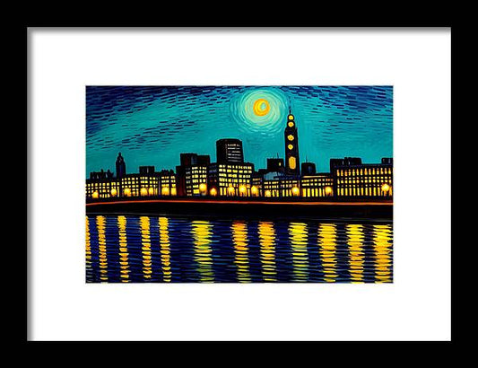 Liverpool Skyline, Framed Print, Oil on Canvas, Landscape Painting, Impressionistic Landscape, Liverpool Landscape