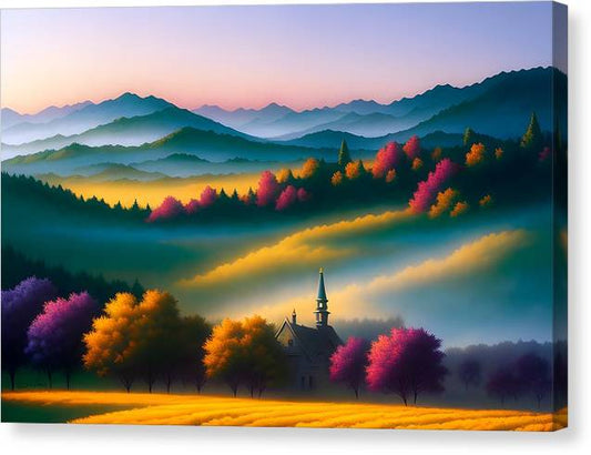 Morning Mist, Canvas Print, Oil On Canvas, Impressionistic Landscape, Landscape Art, Countryside Artwork, Countryside Art, Wall Décor