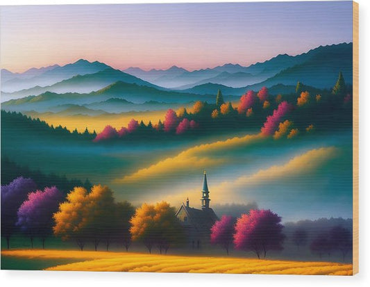 Morning Mist, Wood Print, Oil On Canvas, Impressionistic Landscape, Landscape Art, Countryside Artwork, Countryside Art, Wall Décor