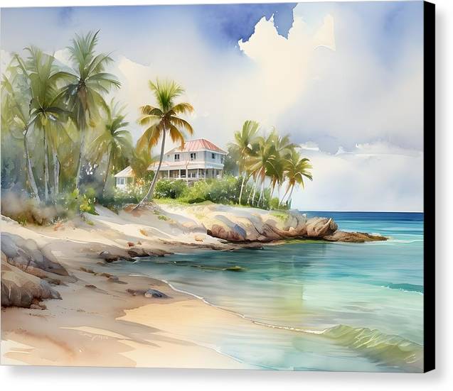 Nassau, Canvas Print, Watercolor, Impressionistic Landscape, Beach Artwork, Beach Landscape, Bahamas Art, Wall Décor, Wall Art