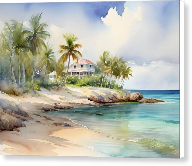 Nassau, Canvas Print, Watercolor, Impressionistic Landscape, Beach Artwork, Beach Landscape, Bahamas Art, Wall Décor, Wall Art