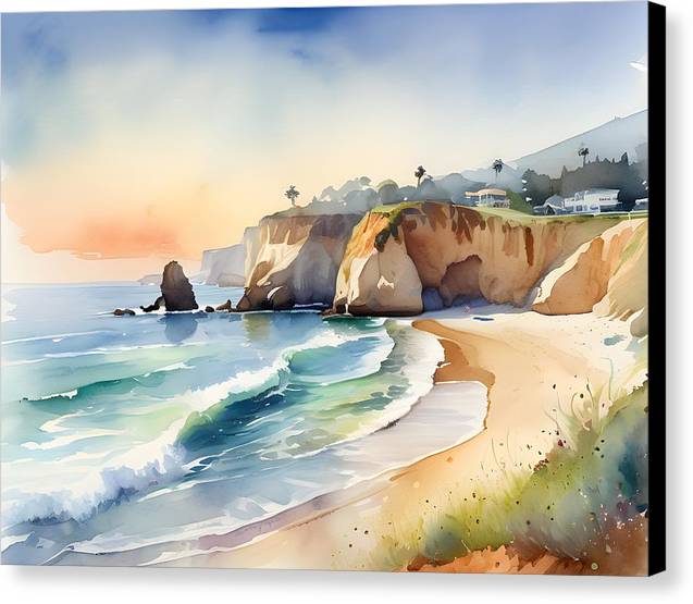 Panther Beach, Canvas Print, Watercolor, Impressionistic Landscape, Beach Artwork, Beach Landscape, Beach Art, California Art, Wall Décor, Wall Art