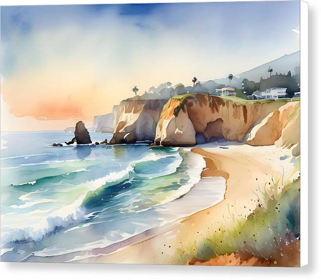 Panther Beach, Canvas Print, Watercolor, Impressionistic Landscape, Beach Artwork, Beach Landscape, Beach Art, California Art, Wall Décor, Wall Art