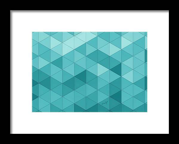 Pathways, Framed Print, Wall Décor, Wall Art, Watercolor Art, Artwork, Art Piece, Patterns, Teal Pathways, Triangle Patterns, Square Patterns, Teal Patterns, Aqua Patterns