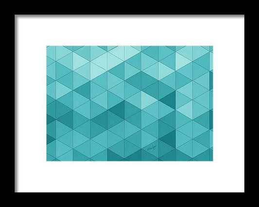 Pathways, Framed Print, Wall Décor, Wall Art, Watercolor Art, Artwork, Art Piece, Patterns, Teal Pathways, Triangle Patterns, Square Patterns, Teal Patterns, Aqua Patterns