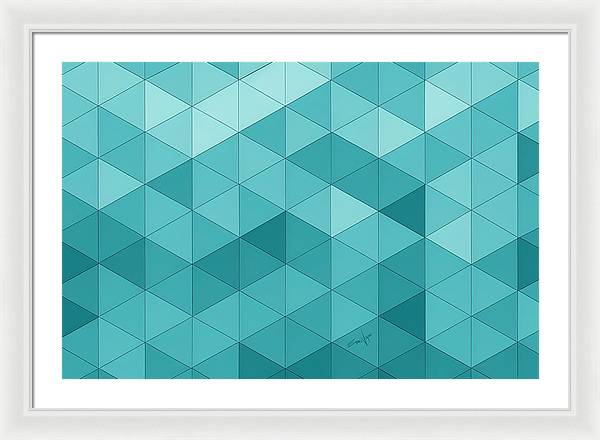 Pathways, Framed Print, Wall Décor, Wall Art, Watercolor Art, Artwork, Art Piece, Patterns, Teal Pathways, Triangle Patterns, Square Patterns, Teal Patterns, Aqua Patterns