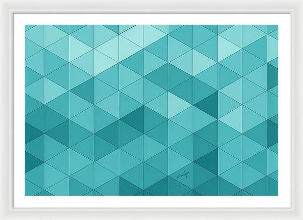 Pathways, Framed Print, Wall Décor, Wall Art, Watercolor Art, Artwork, Art Piece, Patterns, Teal Pathways, Triangle Patterns, Square Patterns, Teal Patterns, Aqua Patterns