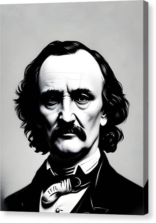 Edgar Allan Poe, Charcoal Pencil Portrait, Canvas Print, Edgar Allan Poe Portrait, Edgar Allan Poe Artwork, Wall Décor, Wall Art, Art Piece