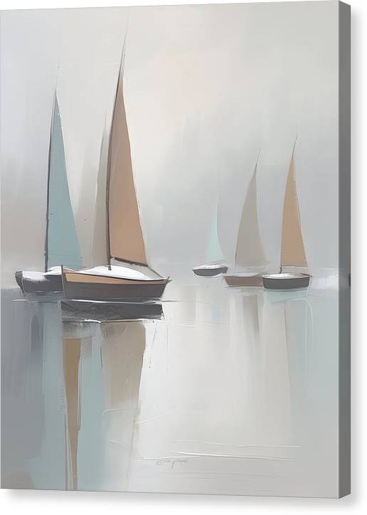 Sailboats, Canvas Print, Oil On Canvas, Abstract Impressionism, Abstract Art, Impressionism Artwork, Boat Art, Wall Décor, Wall Art