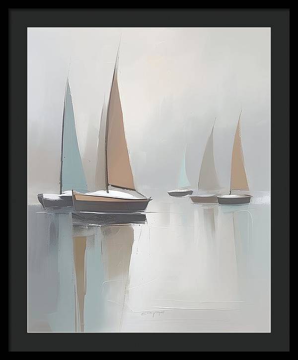 Sailboats, Framed Print, Oil On Canvas, Abstract Impressionism, Abstract Art, Impressionism Artwork, Boat Art, Wall Décor, Wall Art