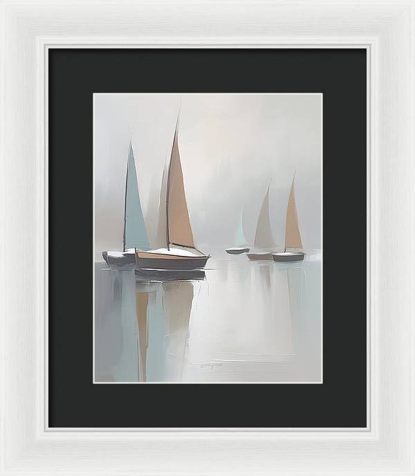 Sailboats, Framed Print, Oil On Canvas, Abstract Impressionism, Abstract Art, Impressionism Artwork, Boat Art, Wall Décor, Wall Art