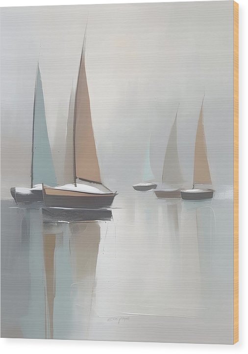 Sailboats, Wood Print, Oil On Canvas, Abstract Impressionism, Abstract Art, Impressionism Artwork, Boat Art, Wall Décor, Wall Art