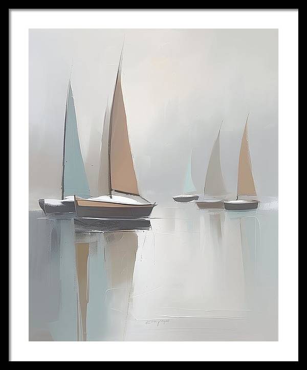 Sailboats, Framed Print, Oil On Canvas, Abstract Impressionism, Abstract Art, Impressionism Artwork, Boat Art, Wall Décor, Wall Art