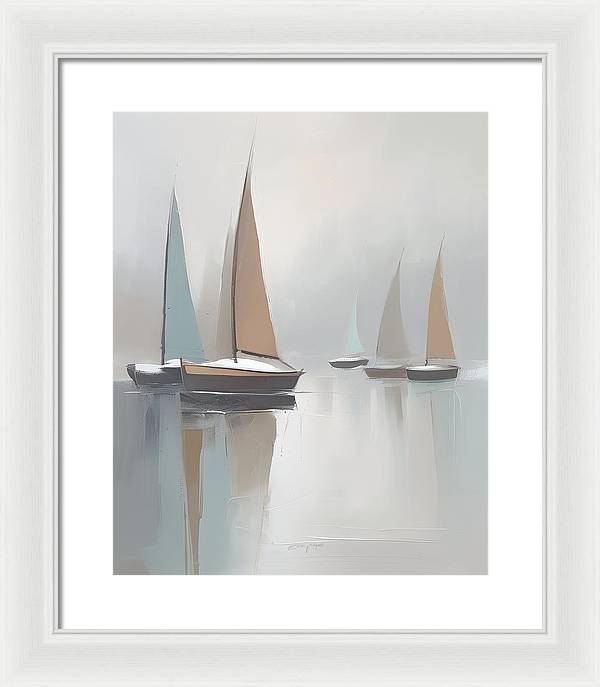 Sailboats, Framed Print, Oil On Canvas, Abstract Impressionism, Abstract Art, Impressionism Artwork, Boat Art, Wall Décor, Wall Art