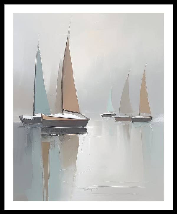 Sailboats, Framed Print, Oil On Canvas, Abstract Impressionism, Abstract Art, Impressionism Artwork, Boat Art, Wall Décor, Wall Art