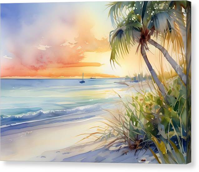 Sanibel Island, Canvas Print, Watercolor, Impressionistic Landscape, Beach Artwork, Beach Landscape, Florida Art, Wall Décor, Wall Art