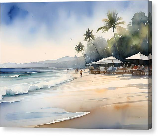 Seminyak Beach, Canvas Print, Watercolor, Impressionistic Landscape, Beach Artwork, Beach Landscape, Bali Art, Wall Décor, Wall Art