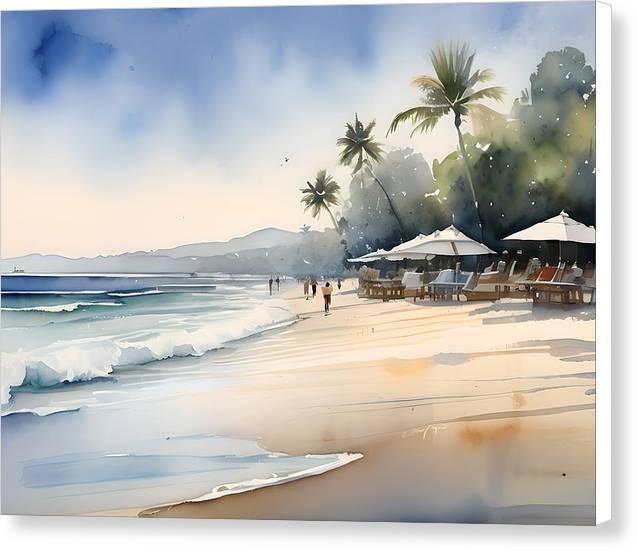 Seminyak Beach, Canvas Print, Watercolor, Impressionistic Landscape, Beach Artwork, Beach Landscape, Bali Art, Wall Décor, Wall Art