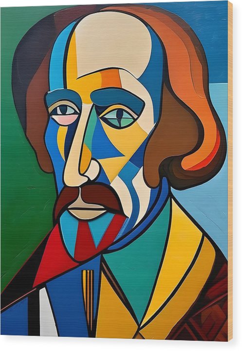 Shakespeare, Wood Print, Abstract Portrait, Oil On Canvas, William Shakespeare Portrait, Portrait of William Shakespeare, Wall Décor, Wall Art