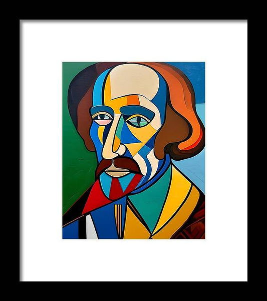 Shakespeare, Framed Print, Abstract Portrait, Oil On Canvas, William Shakespeare Portrait, Portrait of William Shakespeare, Wall Décor, Wall Art