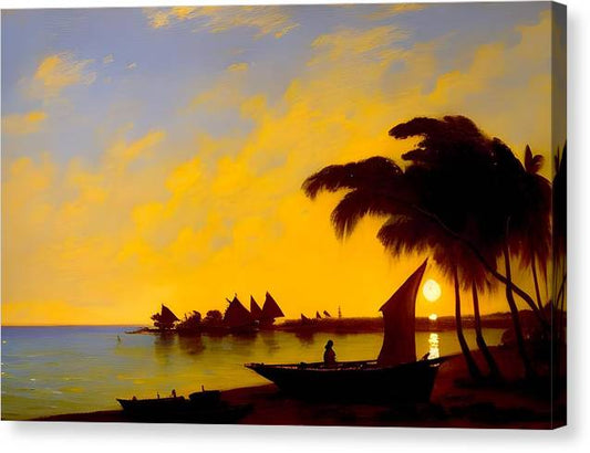 Sunrise in Zanzibar, Canvas Print, Oil on Canvas, Impressionistic Landscape Painting, Tanzania Landscape, Impressionistic Tanzania, Wall Art