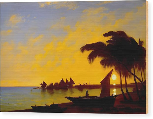 Sunrise in Zanzibar, Wood Print, Oil on Canvas, Impressionistic Landscape Painting, Tanzania Landscape, Impressionistic Tanzania, Wall Art