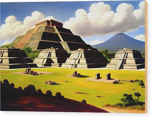 Teotihuacán, Wood Print, Oil On Canvas, Impressionistic Landscape, Teotihuacán Mexico, Mexican Landscape, Mexico Artwork, Wall Art, Wall Décor