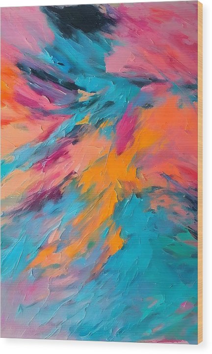 The Lake, Wood Print, Oil on Canvas, Abstract Painting, Multicolor Art, Wall Décor, Wall Art, Artwork, Art Piece, Abstract Art