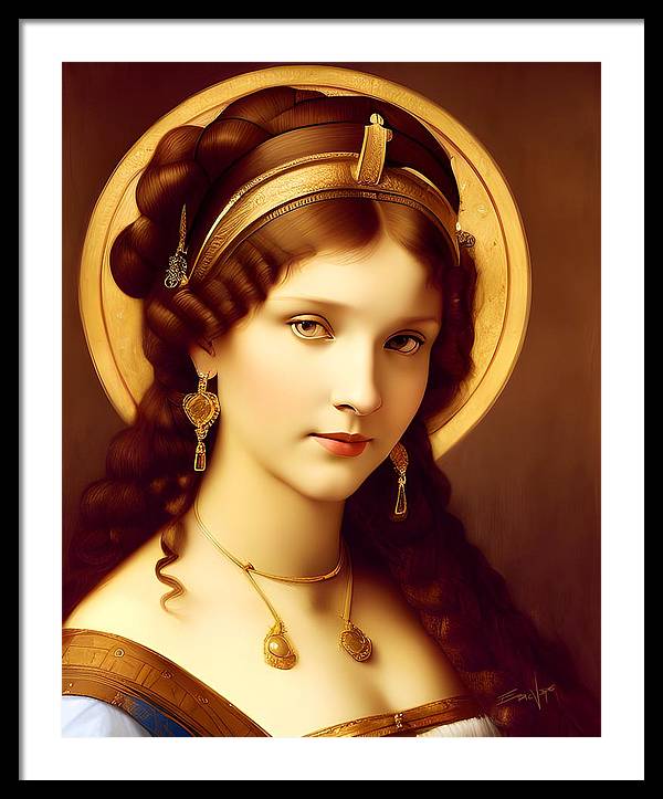 The Light, Renaissance Portrait, Oil on Canvas Portrait, Portrait of Italian Woman, Framed Print, Wall Décor, Wall Art, Artwork, Art Piece