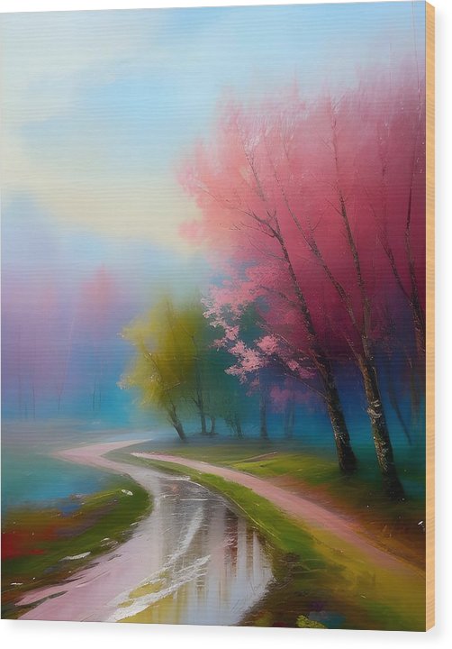 The Path Home, Wood Print, Oil On Canvas, Impressionistic Landscape, Landscape Art, Countryside Artwork, Serene Art, Wall Décor, Wall Art