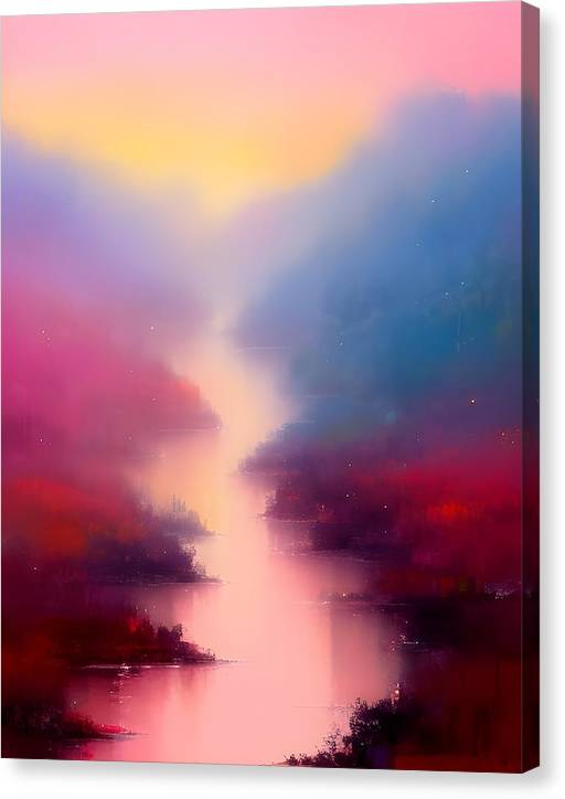 The River, Canvas Print, Oil On Canvas, Impressionistic Landscape, Landscape Art, River Artwork, Serene Art, Wall Décor, Wall Art