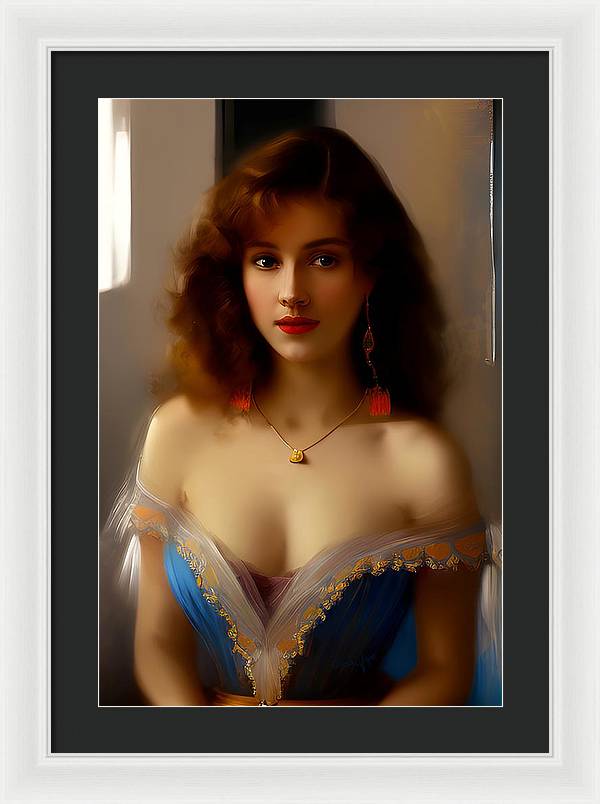 Waiting for Destiny, Framed Print, Oil on Canvas Portrait, Portrait of Young Woman, Impressionistic Portrait, Wall Décor, Wall Art, Artwork, Art Piece