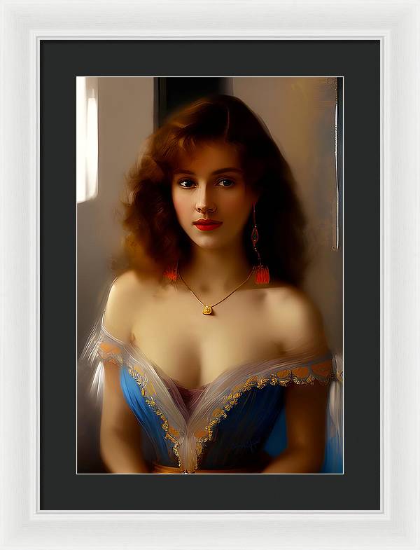 Waiting for Destiny, Framed Print, Oil on Canvas Portrait, Portrait of Young Woman, Impressionistic Portrait, Wall Décor, Wall Art, Artwork, Art Piece